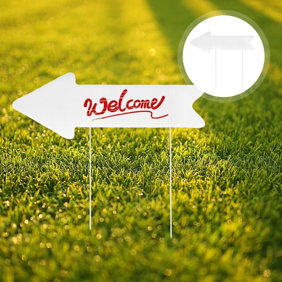 LEORX Yard Signs Blank Ground Sign Lawn Decor Plastic White 1Set for Events