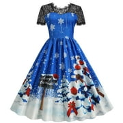 (Size:S)Christmas Dress for Women, Retro Swing Prom Party Cocktail Party Dress,Vintage Elegant Dresses(style 1)