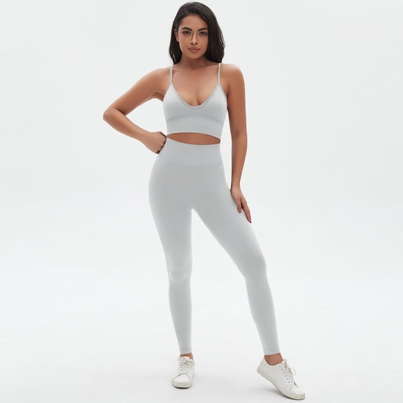 SKQIT Women Workout Sets 2 Piece Seamless Scrunch Butt Lifting Leggings Padded Sports Bra Matching Set Gym Yoga Outfits