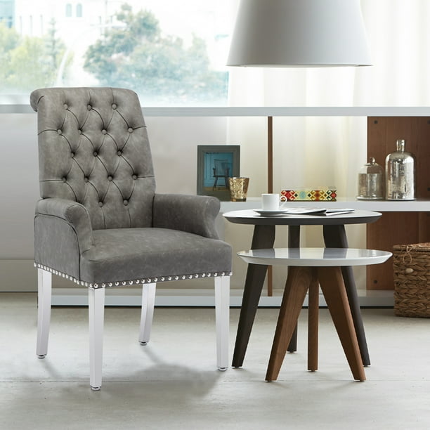 Foredo Upholstered Dining Chairs with Arms, Modern PU Dining Chairs