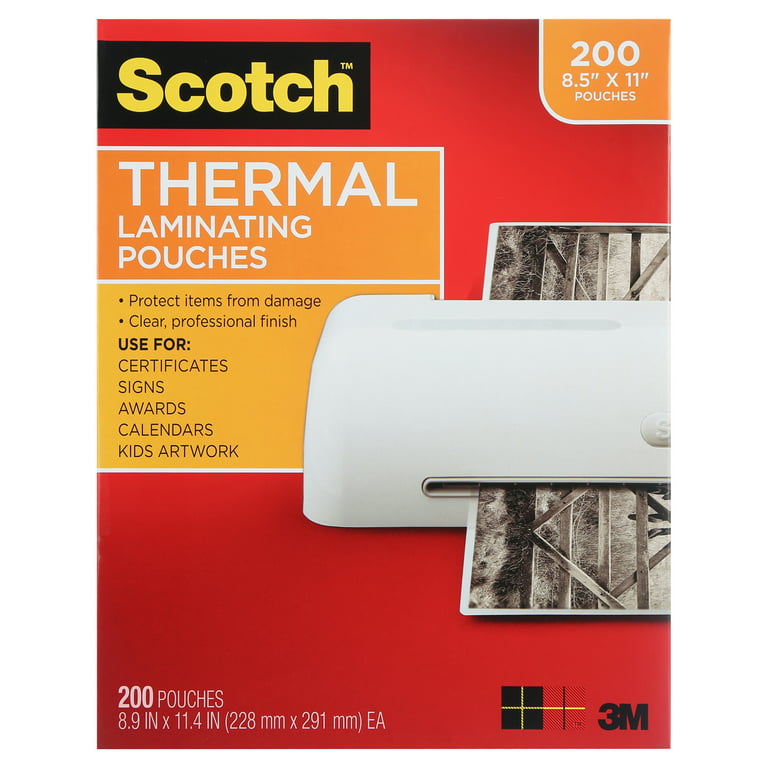 Scotch Thermal Laminating Pouches, Letter Size, Clear - 200 count