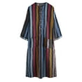 thumbnail image 2 of zanvin Vêtements de Nuit Homme Été Mode Décontractée Chemise à Manches Longues à Rayures Imprimées Haut Rétro Peignoirs, 2 of 4