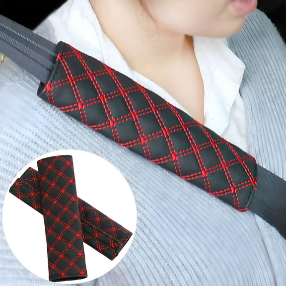 MELIVO Seat Belt Pads Soft Shoulder Strap Cover Faux Microfiber Leather Car Safety Seat Belt Pads Cushions for Cars Red 1 Pair