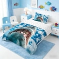 thumbnail image 2 of Manfei Ocean Shark Twin Comforter Sets for Kids Boys and Girls, Marine Life Print Bedding Set, Reversible 2 Pieces, 1 Comforter and 1 Pillowcase, 2 of 6