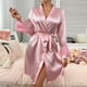thumbnail image 5 of Karight Women's Satin Robes Ruffled Sleeve Silk Robe Short Kimono Bride Bathrobes Lace Trim Loungewear with Pockets, 5 of 8