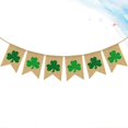 thumbnail image 2 of Glitter Shamrock Bunting Set St. Patricks Day Party Decoration Linen Banner Clover Garland Festival Party Flag Layout Supply, 2 of 2