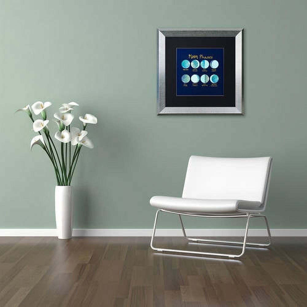 Trademark Fine Art "Moon Phases" Canvas Art by Lisa Powell Braun, Black Matte, Silver Frame