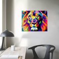 thumbnail image 4 of Acheng Abstract Colorful painting Lion Picture Canvas print Wall art Modern decor design Animal Paintings Artwork for office dorm Home Living Room Decor,Stretched and Framed 16x12in, 4 of 6