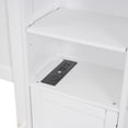 thumbnail image 4 of Queen Size Platform Bed with All-in-One Cabinet and Shelf, Storage Bed with Trundle, 2 Drawers and Bookcase Headboard, Solid Wood Bed Frame with Slats Support, No Box Spring Needed, White, 4 of 9
