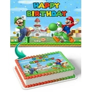 Mario Bros Luigi Castle Edible Cake Image Topper Birthday Photo Icing Fondant Decoration Print 1/4 Sheet
