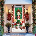 thumbnail image 5 of Honmine Christmas Door Curtain Banner, Outdoor Photo Background with Elves Celebration Design, Party Hanging Fabric Decor for Christmas Day Events, Seasonal Display, Festive Entrance Enhancement, 5 of 6