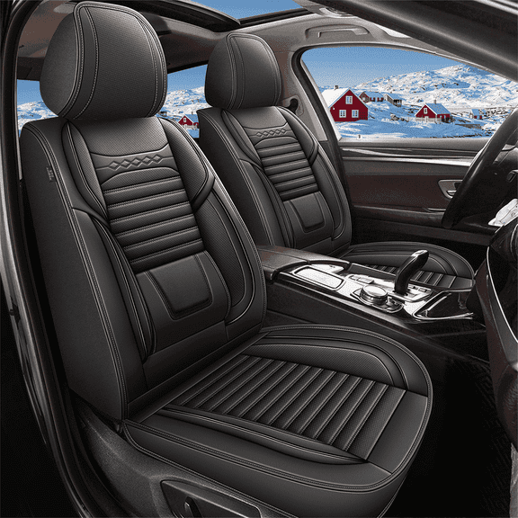 DIKSOAKR Car Seat Covers for Chevy Colorado 2015-2024 2025 Full Set Faux Leather Seat Covers Breathble Waterproof (2 Row 5 Seat, Black)