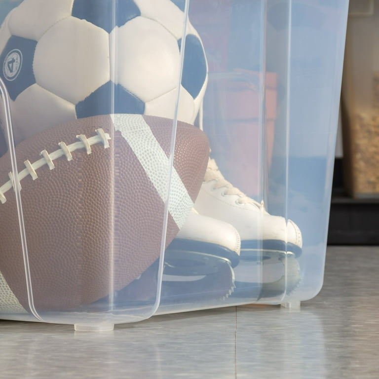 IRIS 60 Qt. Plastic Storage Bins with Lids, Stackable Storage