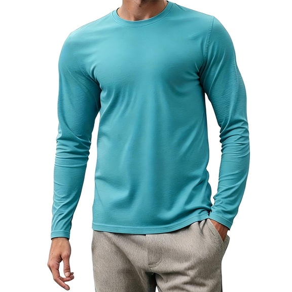 Enjoytime Workout Shirts Men Crew Neck Long Sleeve Basic Tee Tops Lightweight Casual Gym Tshirt