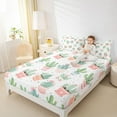 thumbnail image 4 of jejeloiu Cartoon Cactus Queen Sheet Sets,Kawaii Unicorn Flat Sheet,Green White Pink Queen Fitted Sheet For Girls Kids,Luxury Bedroom Decor,4pcs, 4 of 7