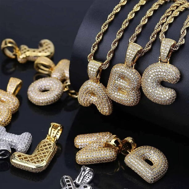 A-Z personalizado con 26 letras, colgante con nombre, circonita cúbica de Color dorado, collares de Hip Hop, regalo de joyería, envío directo