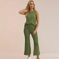 thumbnail image 6 of Fjuchai Summer Two Piece Outfits for Womens Crewneck Sleeveless Pullover Tank Tops + Bell Bottoms Casual Set S-XL, 6 of 9