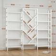 thumbnail image 4 of Triple 5 Tier Bookshelf, Large Wooden Bookcase with 17 Open Display Shelves, Modern Tree Book Shelf Metal Frame Tall Bookshelves Furniture for Living Room Bedroom Home Office Rustic Brown, 4 of 6