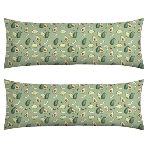 Cute Avocado Lover Body Pillow Cover 20x54 - Kawaii Healthy Fruit Illustration Print, Full-Length Support Pillowcase with Invisible Zipper, Soft Breathable Bedding for Sleeping