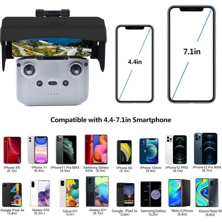 STARTRC Sun Hood Sunshade for DJI NEO 2/Avata 360/Mini 5 Pro/Mini 3/Mini 4K/Mini 4 Pro/Avata 2/Flip/Mavic 4/Air 3s Classic RC-N3/N2 Controller Accessories for 4.4-7.1inch Smartphone Screen