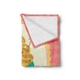 thumbnail image 2 of Cupcake Soft Flannel Fleece Blanket, Happy Birthday Calligraphy on Yummy Tartan Background Whipping Cream and Frosting, Cozy Plush for Indoor and Outdoor Use, 70" x 90", Multicolor, by Ambesonne, 2 of 5