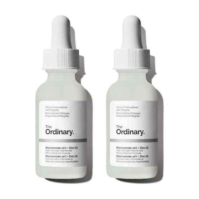 2 PACK 1 Fl Oz Niacinamida 10% + Zinc 1%, Suero suavizante para piel propensa a las imperfecciones