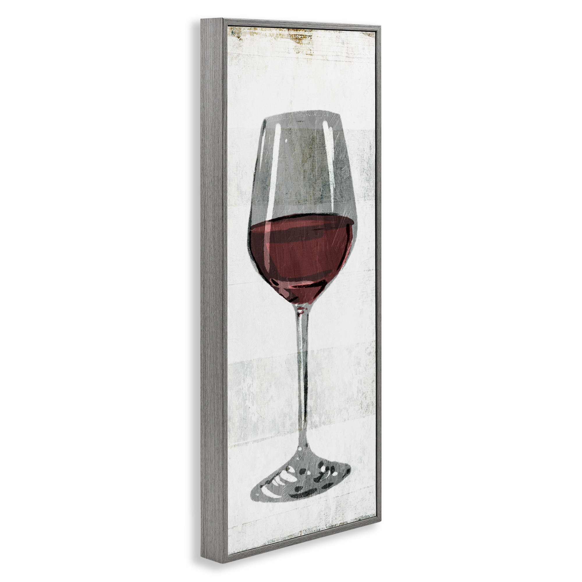 Stupell Industries Rustic Kitchen Red Wine Glass Food & Beverage Painting Gray Framed Art Print Wall Art, 10 x 24