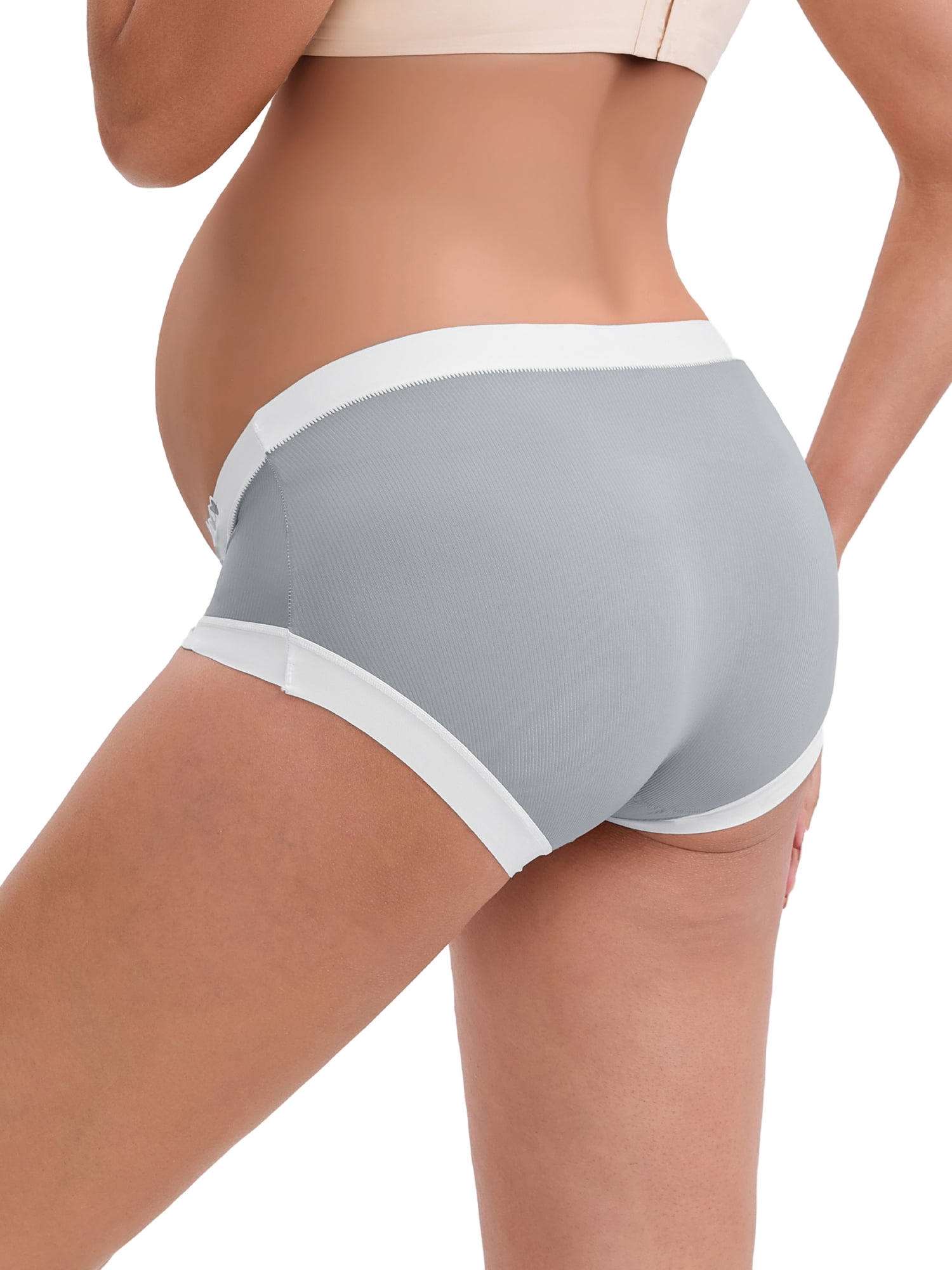 DARING DIVA Ice Silk Maternity Panties Under the Bump Briefs M 1 Gray 1 Black