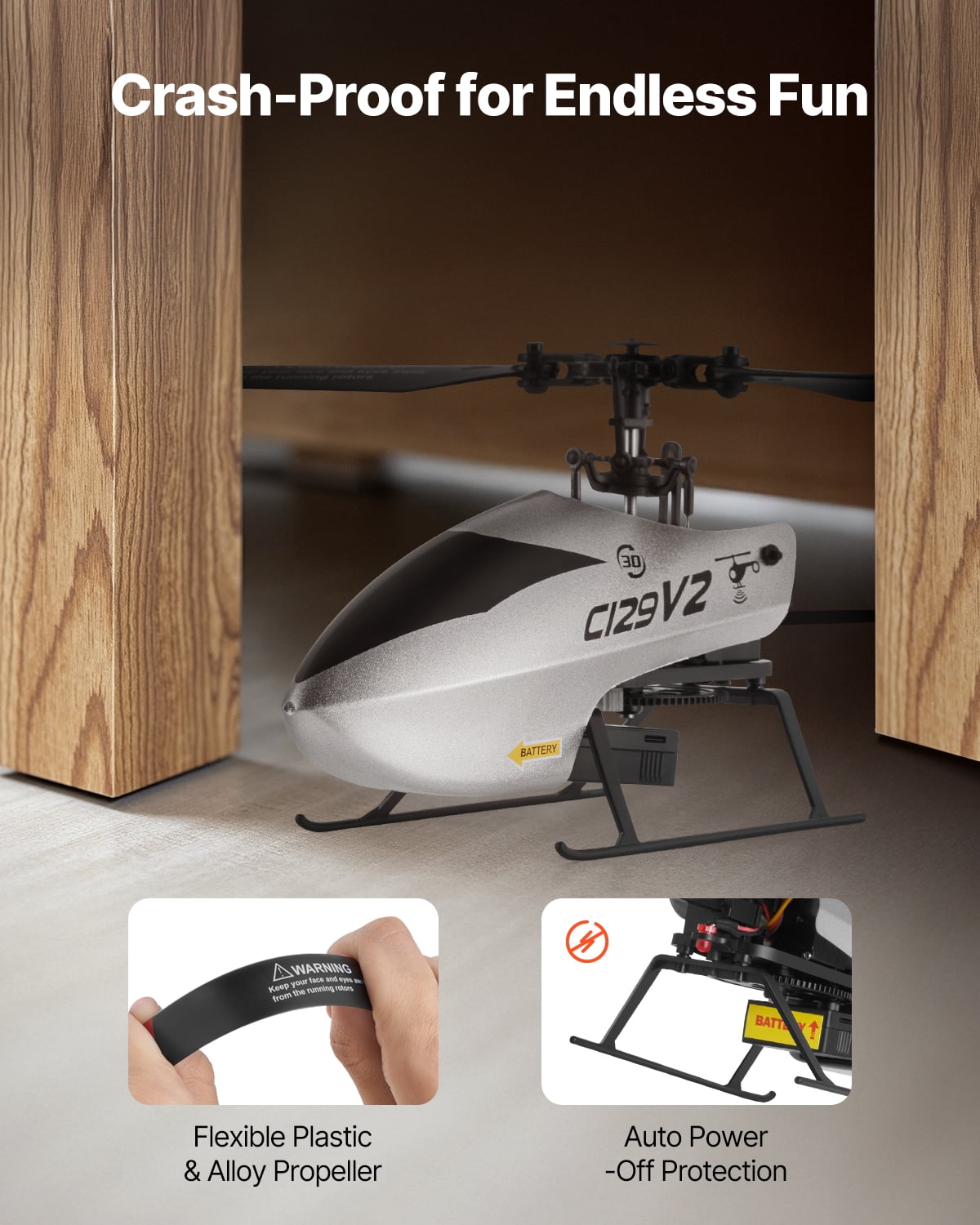 VEVOR RC Helicopter, 2.4GHz Single Propeller Remote Control Helicopter with Gyro, 4-Channel RC Airplane for Beginner, 39 Min Flight Time, One-Key Takeoff/Landing, Toys for Kids Ages 8 and up