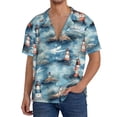 thumbnail image 1 of Fotbe Sea Marine And Lighthouse Camisa Estampada de Manga Corta para Hombre, Casual de Verano, Estilo Playero, Sin Arrugas-X-Large, 1 of 5