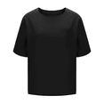 thumbnail image 4 of womens tops short sleeve summer Elbow Length Sleeve Coop Neck T-Shirts Casual Loose Comfy Lightweight Trendy Basic Shirts with Pocket, 4 of 7