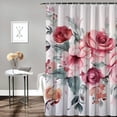 thumbnail image 2 of Fenyluxe Flowers Leaves Watercolor Painting Polyester Bathroom Shower Curtain with Hooks for Home Bathtubs Decor, Various Sizes Available 36x72, 2 of 7