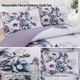 thumbnail image 3 of Juego de colcha Drucon Purple Floral Queen Size, 3 piezas, microfibra, 3 of 7