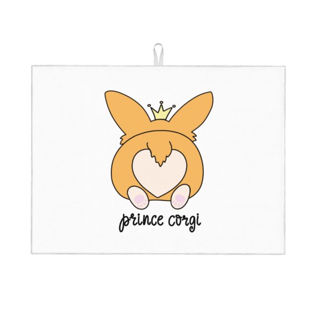 Fotbe Prince Corgi Dog Alfombrilla de Secado para Cocina con Estampado, 18x24 Pulgadas