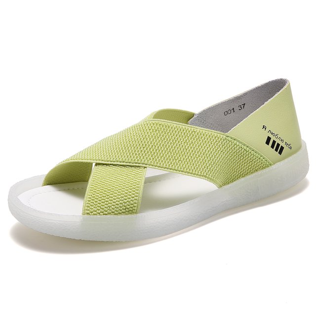 Cyiecw Women's Flat Sandals Elastic Strap Sandals Summer Open Toe Beach Sandals Shoes