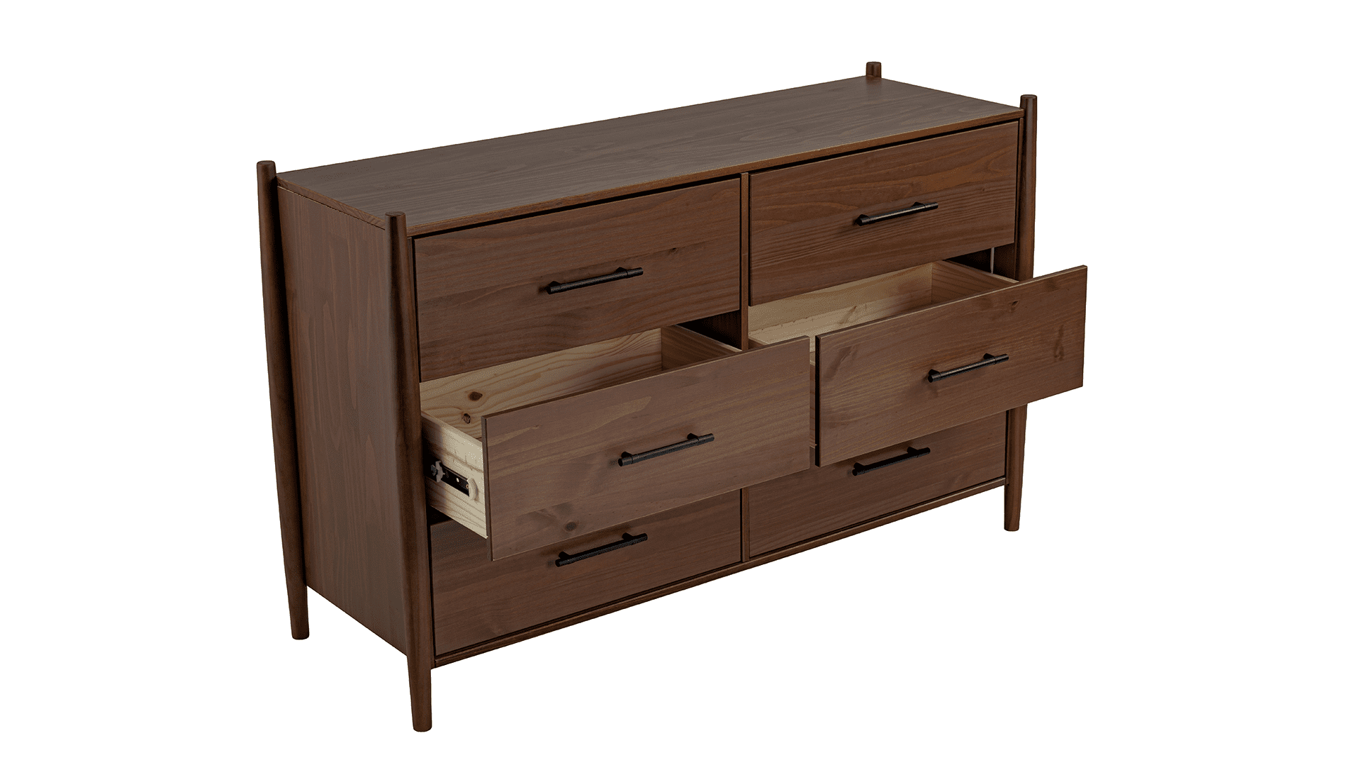 Josiah Solid Wood 6 Drawers Dresser Brown - for Adults and Teens