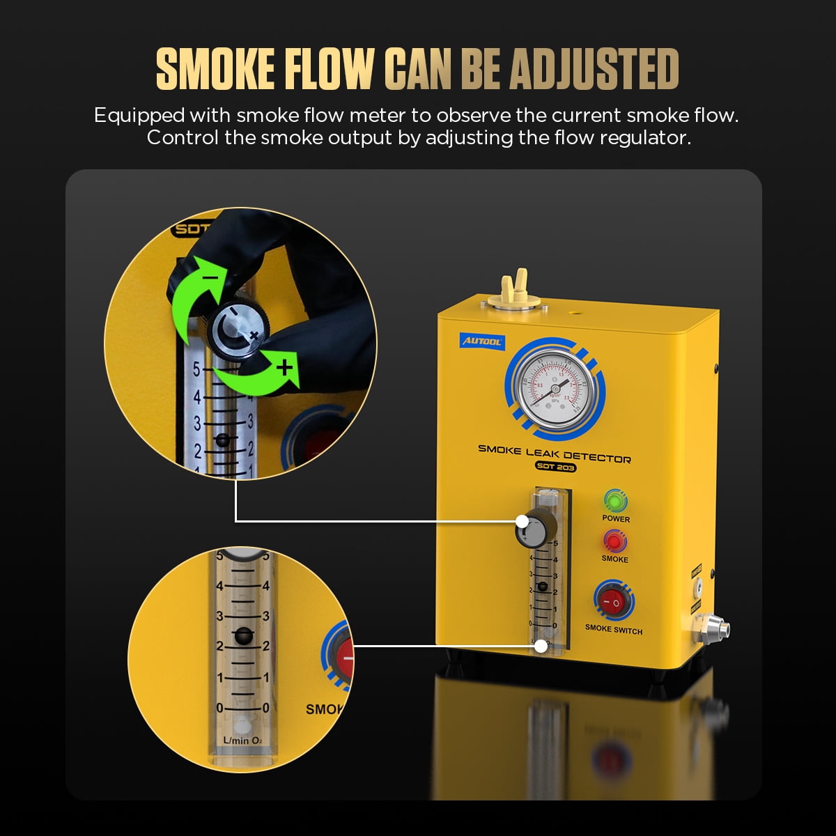 AUTOOL Automotive Smoke Machine EVAP Vacuum Smoke Leak Detector Dual Mode Car Oil Pipeline Leak Locator W/ Pressure Gauge & Flowmeter for All Vehicles Boat, SDT203