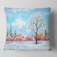 thumbnail image 2 of Designart Tree in Winter - Watercolor Painting Landscape Printed Throw Pillow - 18x18, 2 of 5