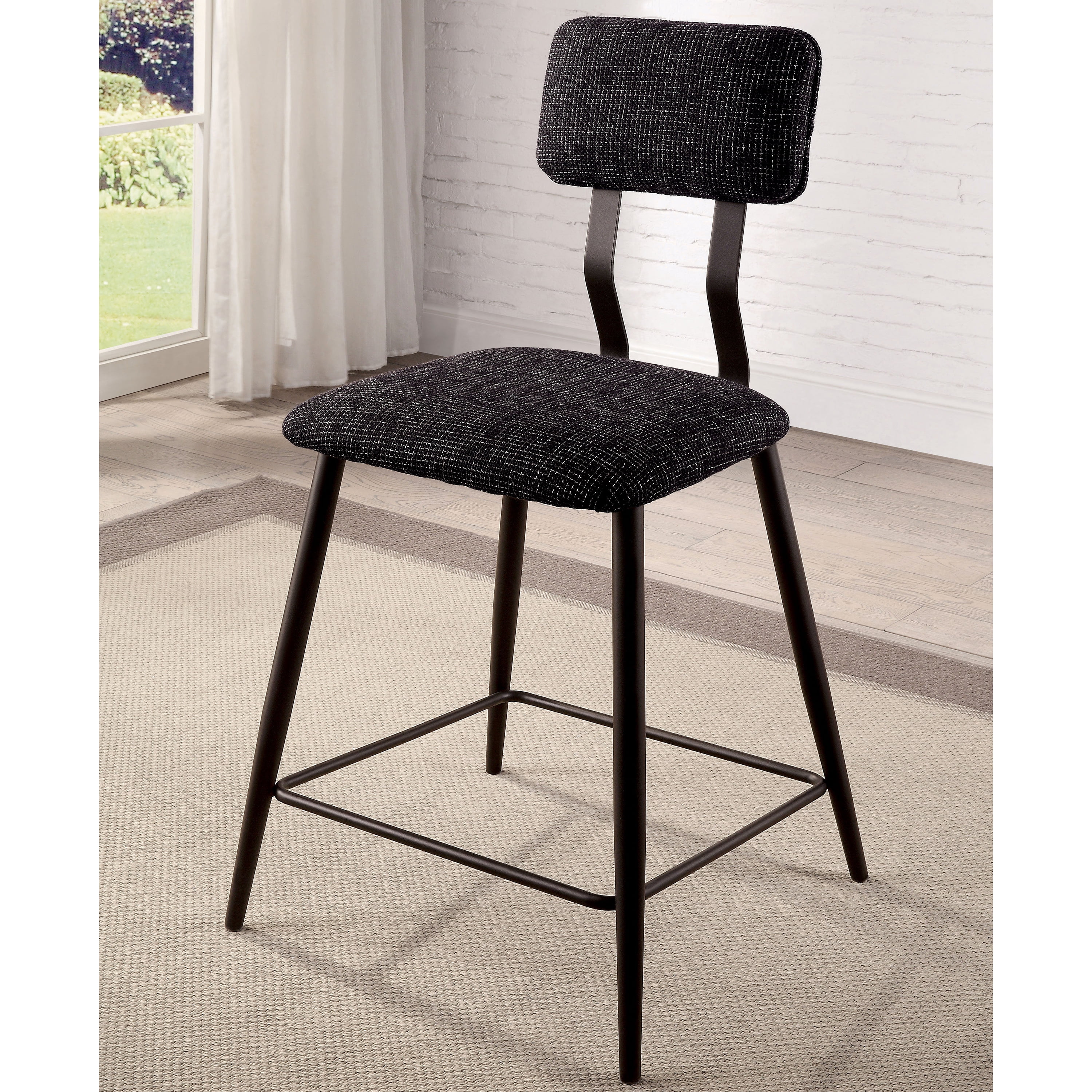 Furniture of America Locust Counter Height Dining Chairs - Set of 2, Black