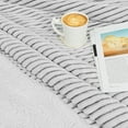 thumbnail image 5 of PAVILIA Reversible Sherpa Fleece Throw Blanket Twin Black and White, Soft Fuzzy Plush Flannel Throw, Warm Ribbed Microfiber Blanket for Sofa Couch Bed, Thick Striped Blanket, Black White, 60x80, 5 of 7