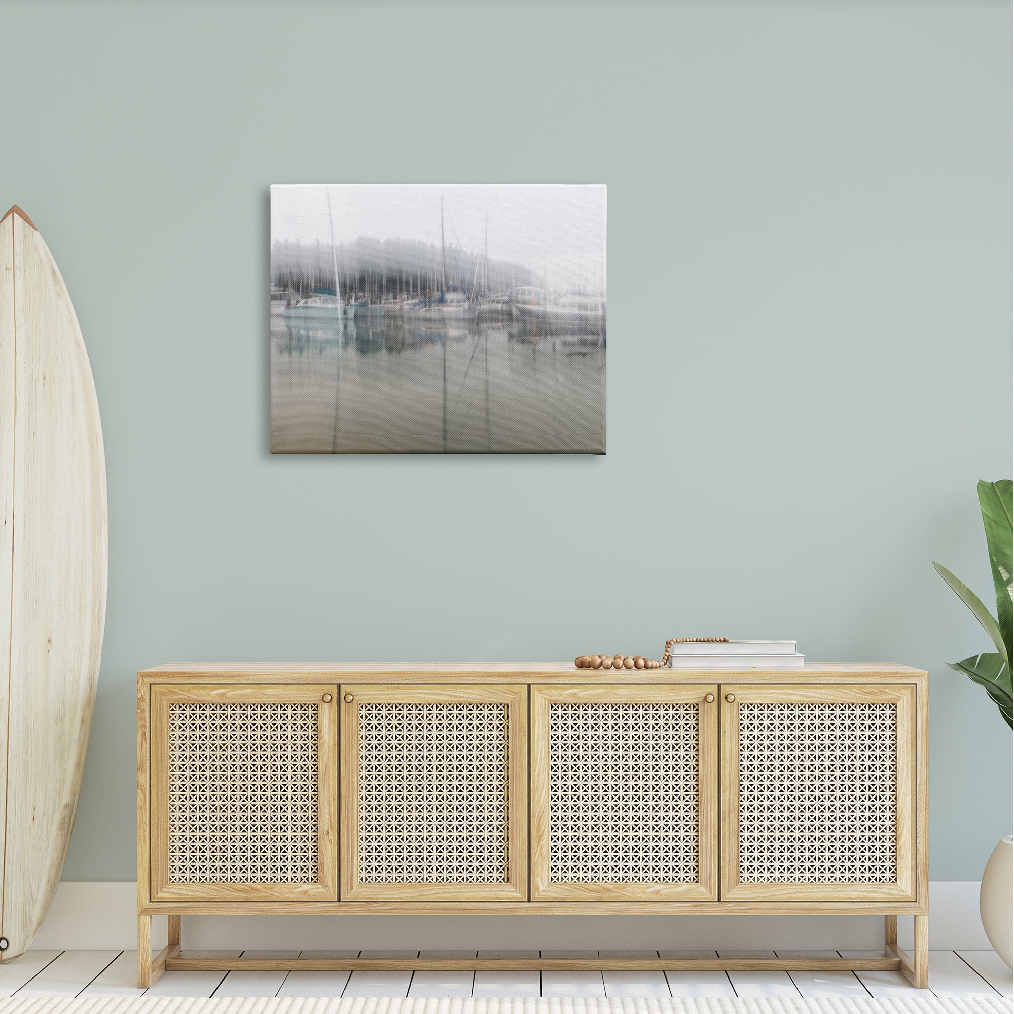 Stupell Industries Foggy Weather Boat Marina Peaceful Floating Watercraft Graphic Art Gallery Wrapped Canvas Print Wall Art, Design by Nancy Crowell