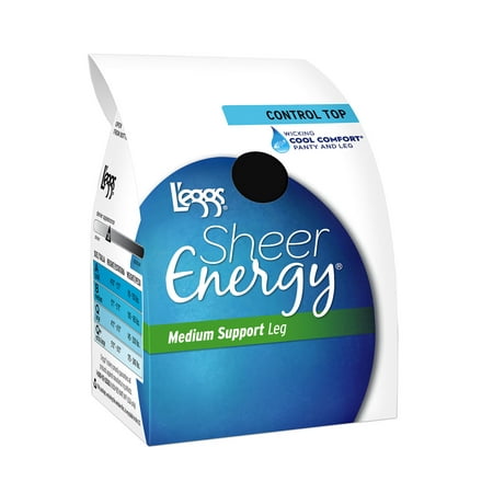 

L eggs Sheer Energy Control Top Toe Pantyhose 6-Pack Black A Women s