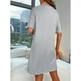 thumbnail image 3 of Pyjamas Grande Taille Décontractés Imprimés Ours Dessin Animé Col Rond Manches Courtes Pyjamas pour Femmes Robes d'Été Longueur Genou QZX, 3 of 7