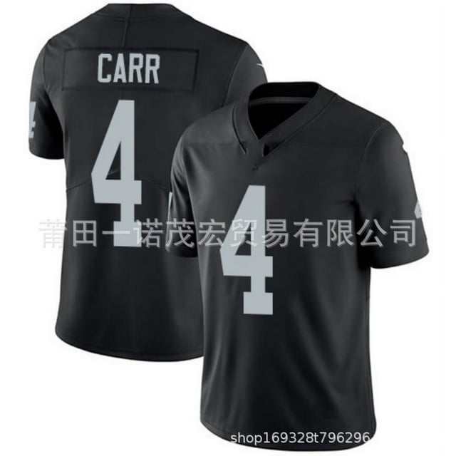 Maillot de Football Brodé Raiders 4#Carr 34#Jackson 98# Réplique du Nom du Joueur -WEVALLEY