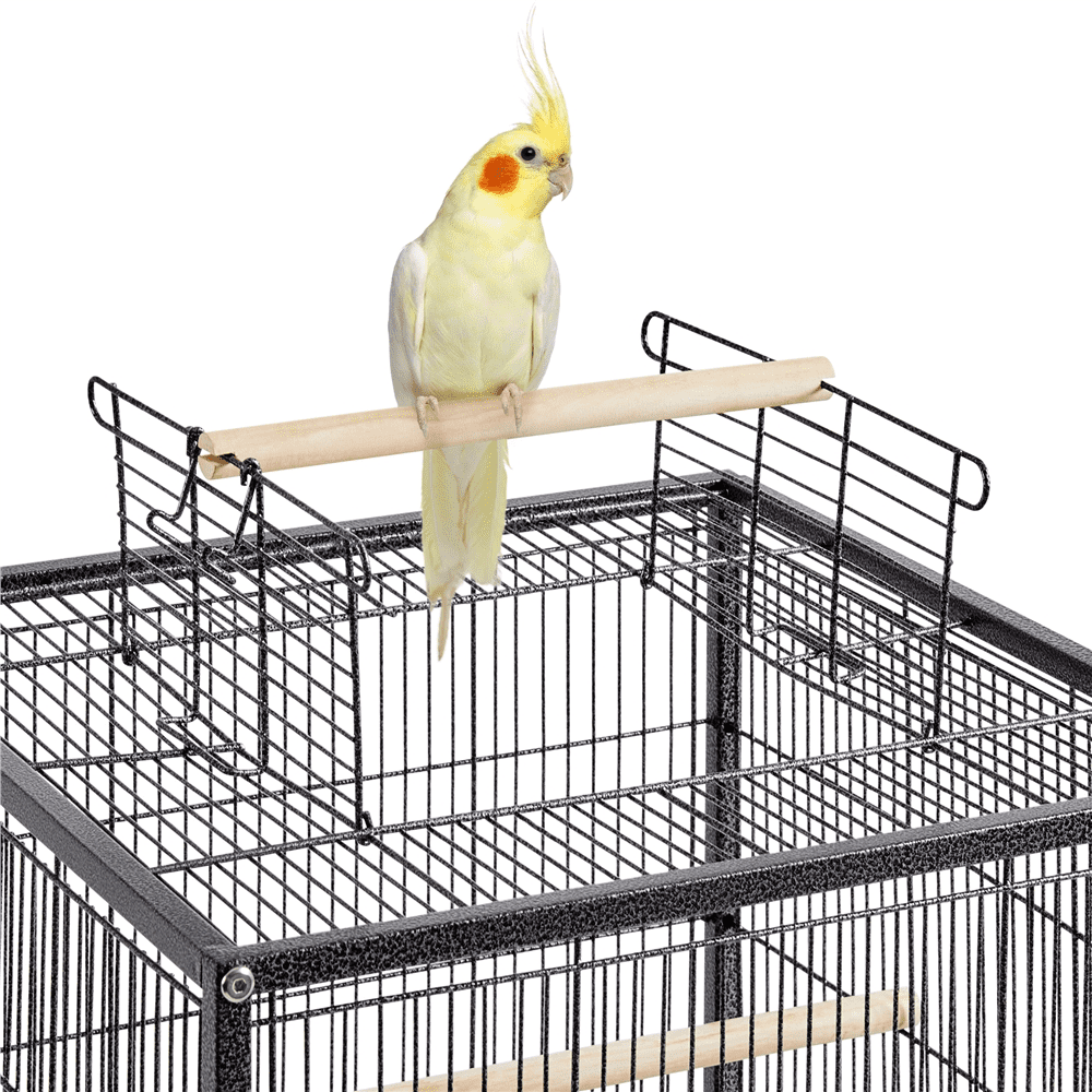 Yaheetech 40" H Wrought Iron Bird Cage with Open-Top Design & Rolling Stand Black