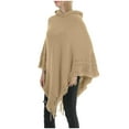 thumbnail image 6 of HBYJLZYG Womens Hooded Shawl Wrap Cape, Crochet Versatile Tassel Irregular Hem Sweater Tops, 6 of 7