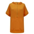 thumbnail image 6 of QHFBli Fall Women's Hoodie Women's Fashion Casual Short Sleeve Solid Hooded Sweatshirt Top Comfortable Lightweight Pullover for Everyday Wear and Versatile Outfit Combinations, 6 of 7