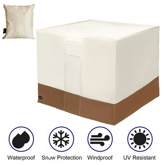 2win2buy Air Conditioner Cover for Outside Waterproof  Heavy Duty Central AC Unit Size Upto 34.6"L x 34.6"W x 30.7"H, Beige