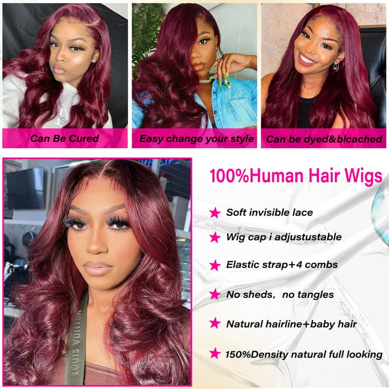 Burgundy 99J Lace Front Wigs Human Hair 13X4 Body Wave Lace Front