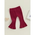 thumbnail image 3 of Bagilaanoe Newborn Baby Girl Flare Pants Solid Color Ribbed Trousers 3M 6M 9M 12M 18M 24M Infant Elastic Waist Fall Bell Bottom Casual Leggings, 3 of 7